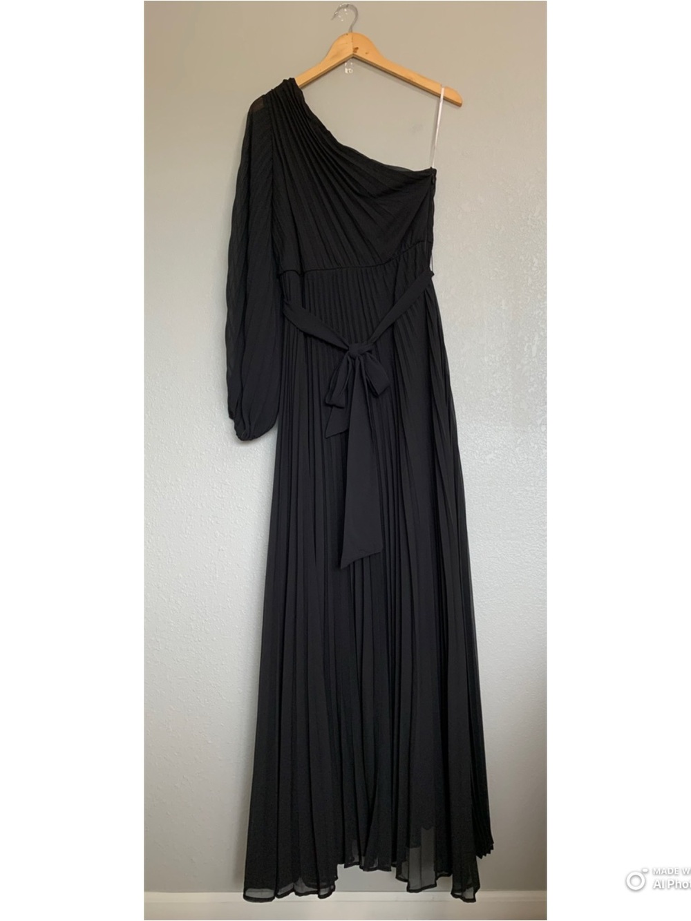 Lulus XL Divine Charm Black Pleated One Shoulder Maxi Dress NWT Formal Evening - Picture 3 of 17